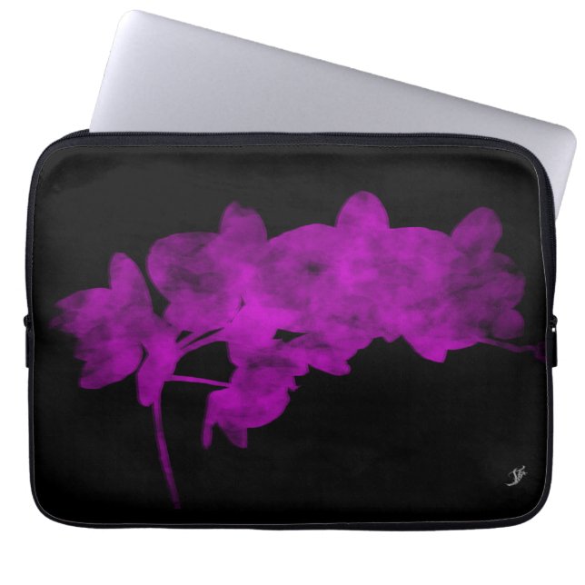 Orchid shadow on a dark background laptop sleeve (Front)