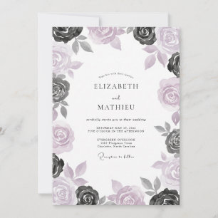 Orchid Slate Rose Wedding Invitation