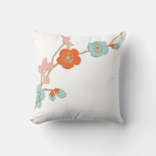 Orchid style pastel flowers decorative pillow