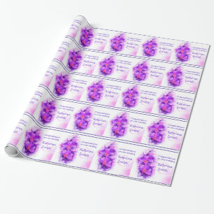 Orchid stylised purple named wedding wrap wrapping paper