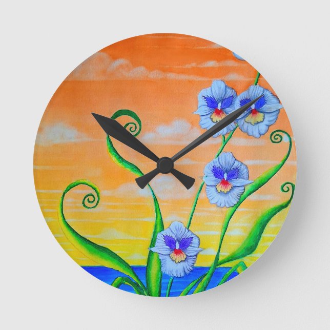 Orchid Sunset  Round Clock (Front)