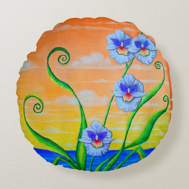 Orchid Sunset  Round Cushion (Front)