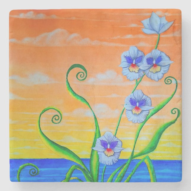 Orchid Sunset Stone Coaster (Front)