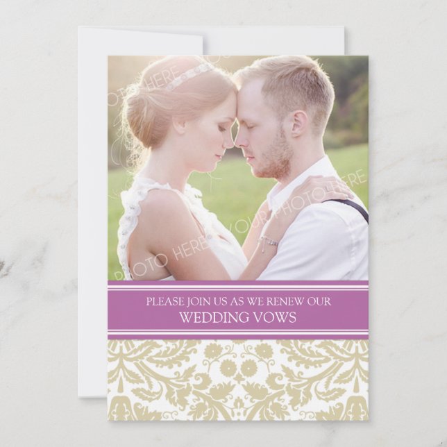Orchid Tan Photo Wedding Vow Renewal Invitation (Front)