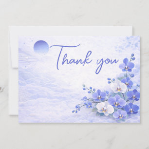 Orchid Thank You Card – Blue Floral Design