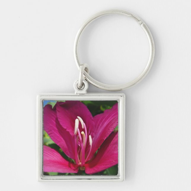 Orchid Tree Blossom Tropical Floral Key Ring (Front)