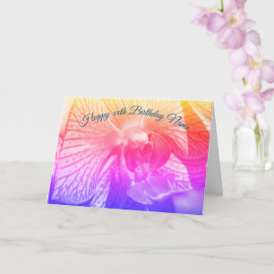 Orchid Up Close Rainbow Personalised Birthday  Card