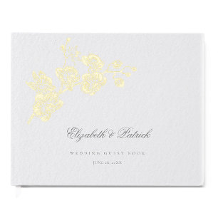 Orchid Vows Ivory Formal Modern Classic Wedding Guest Book