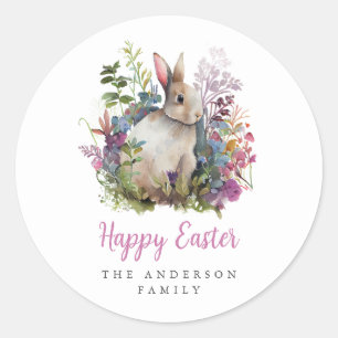 Orchid Watercolor Floral Easter Brunch Classic Round Sticker