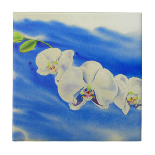 Orchid Watercolor painting, breeze, Clouds Tile