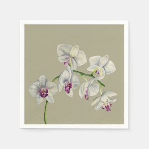 Orchid Watercolor Painting Napkin