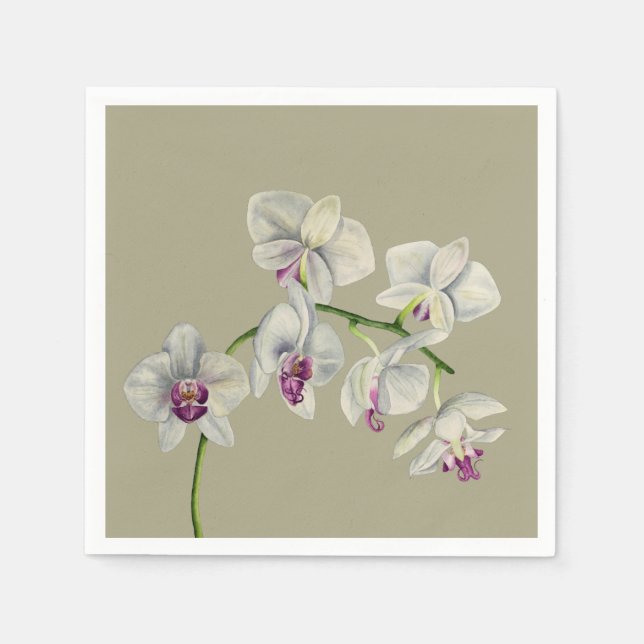 Orchid Watercolor Painting Napkin (Front)
