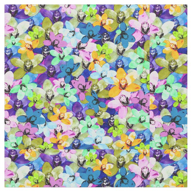 Orchid Watercolour Extravaganza, Fabric (Close Up)