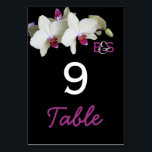 Orchid Wedding Table Numbers Cards<br><div class="desc">This gorgeous orchid wedding table numbers card features a stunning pale yellow orchid with purple highlights on a black background. To the right of the orchids are your initials which can be monogrammed just for you. The number appears below and the word "Table" appears below the number. These are beautiful...</div>