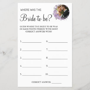 Orchid Where was She Bridal shower game card