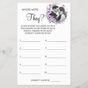 Orchid Where were They Bridal shower game card