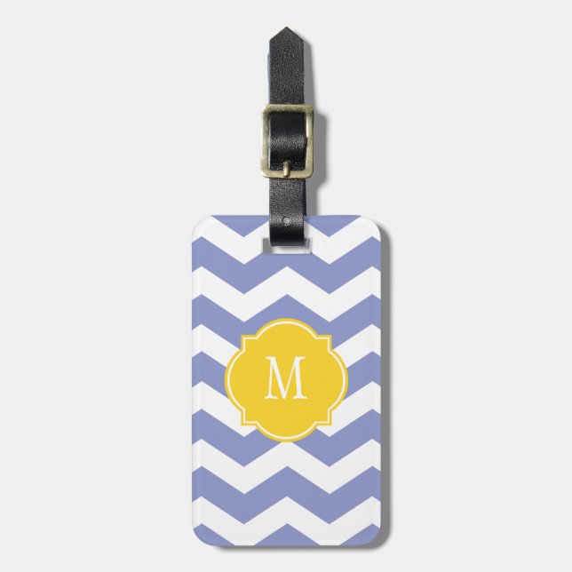 Orchid & White Chevron Monogram Luggage Tag (Front Vertical)