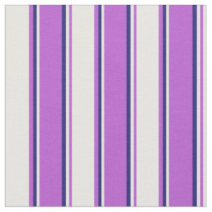 Orchid, White & Midnight Blue Coloured Lines Fabric