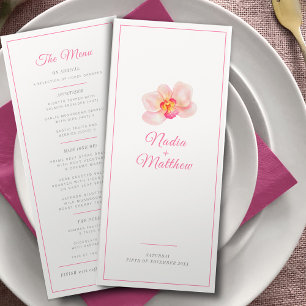 Orchid white pink wedding event custom long menu