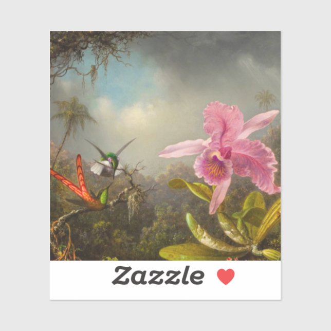 Orchid with Two Hummingbirds Heade (Sheet)