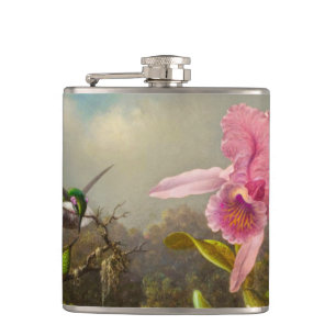 Orchid with Two Hummingbirds Heade Hip Flask
