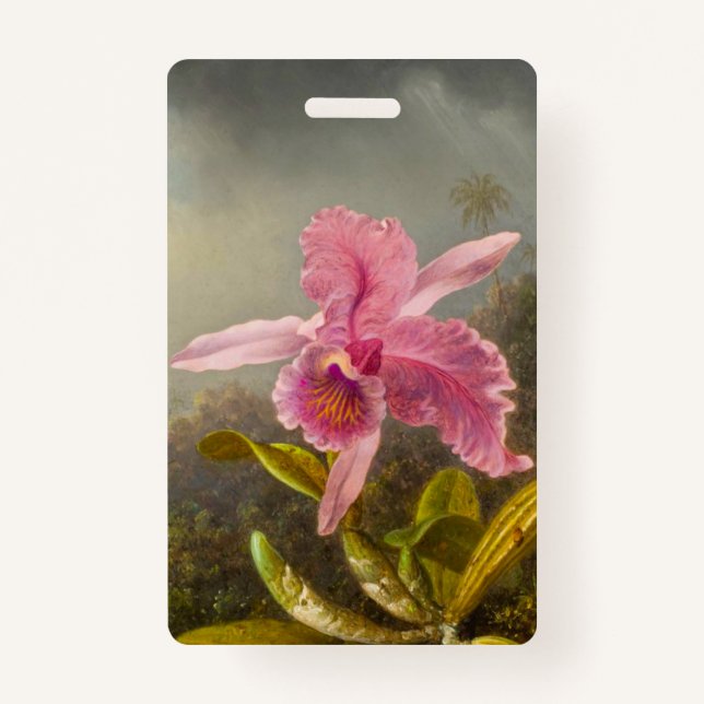 Orchid with Two Hummingbirds Heade ID Badge (Front)