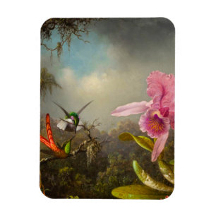 Orchid with Two Hummingbirds Heade Magnet