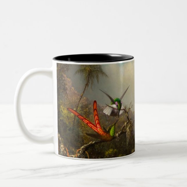 Orchid with Two Hummingbirds Heade Two-Tone Coffee Mug (Left)