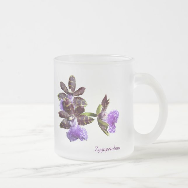 Orchid Zygopetalum Frosted Glass Coffee Mug (Right)