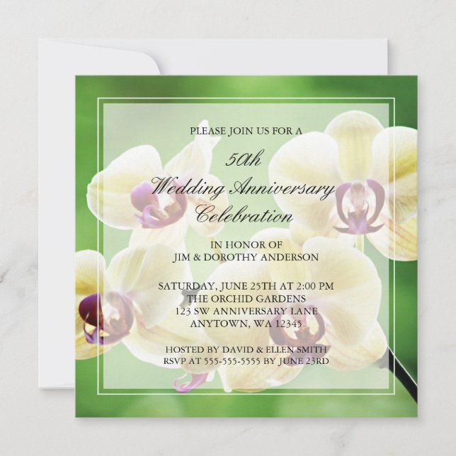 Orchids 50th Wedding Anniversary Invitations (Front)