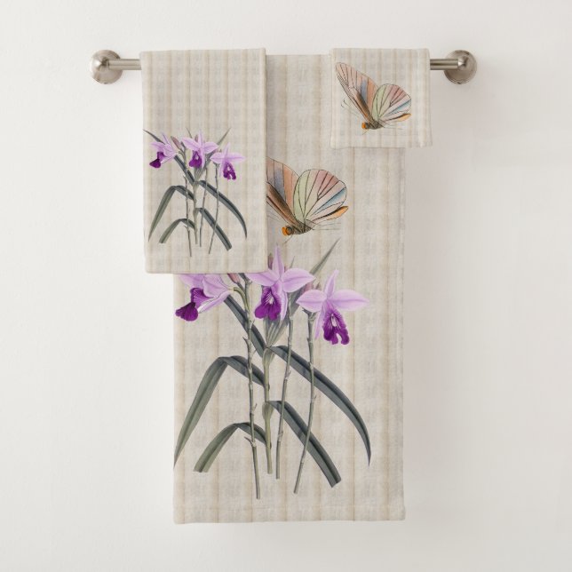Orchids and Butterflies Bath Towel Set (Insitu)