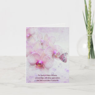 orchids and butterfly sympathy thank you card