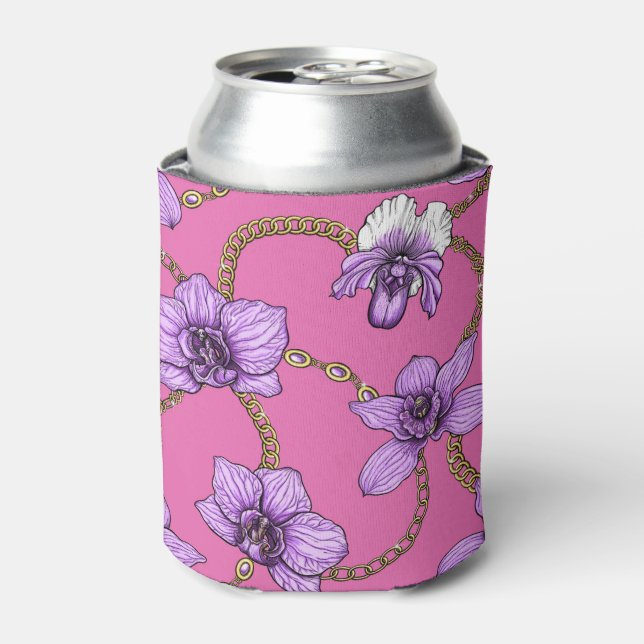 Orchids and chains, violet and pink can cooler (Can Front)