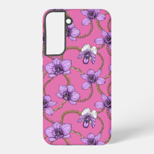 Orchids and chains, violet and pink samsung galaxy case