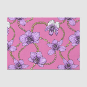 Orchids and chains, violet and pink tissue paper