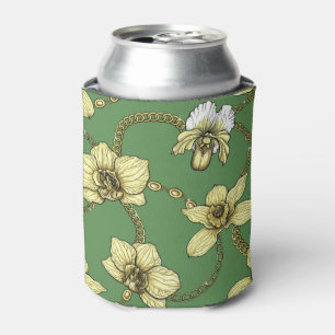 Orchids and chains, yellow and kelly green can cooler