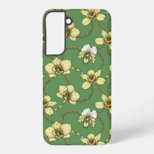 Orchids and chains, yellow and kelly green samsung galaxy case