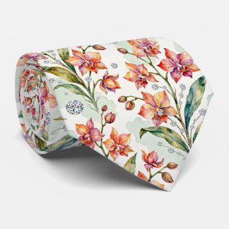 Orchids and Diamonds Faux Silk Tie