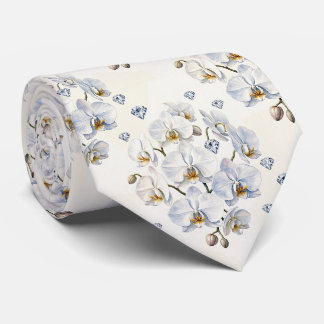 Orchids and Diamonds Faux Silk Tie