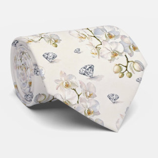 Orchids and Diamonds Faux Silk Tie