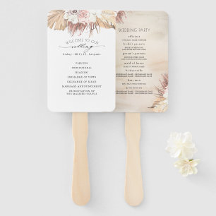 Orchids and Dried Palms Tropical Wedding Program Hand Fan