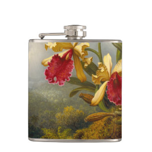 Orchids and Hummingbird Heade Hip Flask