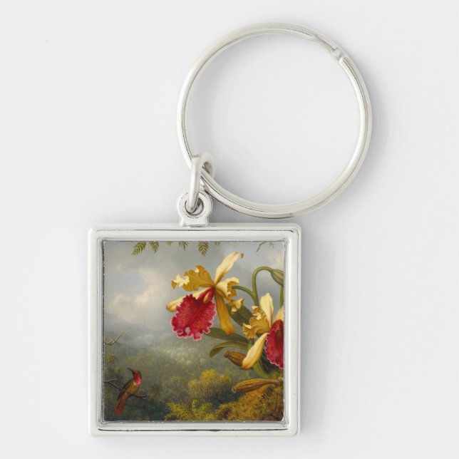 Orchids and Hummingbird Heade Key Ring (Front)