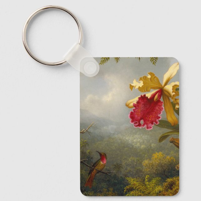 Orchids and Hummingbird Heade Key Ring (Front)