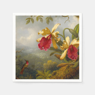 Orchids and Hummingbird Heade Napkin