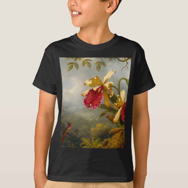 Orchids and Hummingbird Heade T-Shirt (Front)