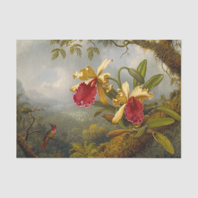 Orchids and Hummingbird Heade Tissue Paper (Front)