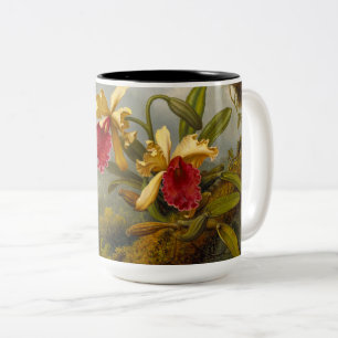 Orchids and Hummingbird Heade Two-Tone Coffee Mug