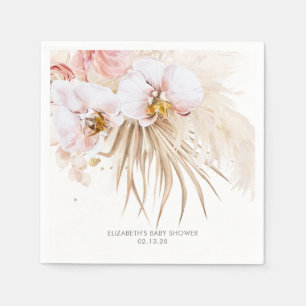 Orchids and Pampas Grass Elegant Boho Napkin