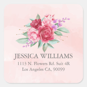 Orchids and peonies bouquet square sticker